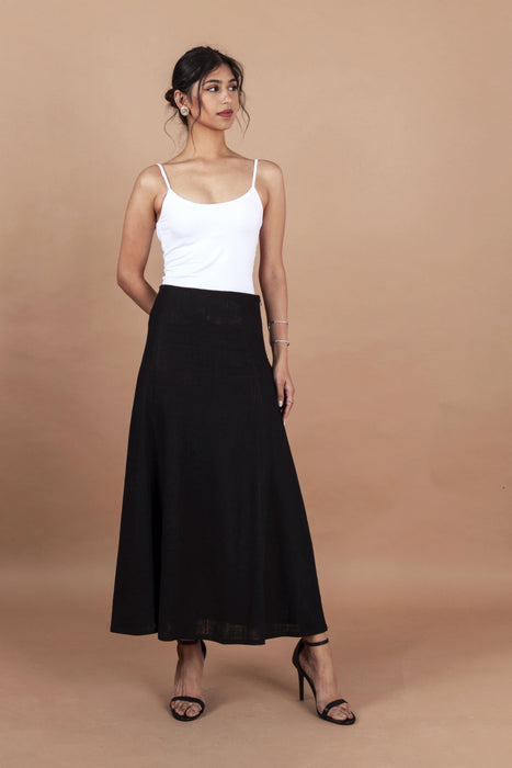 Black Linen Skirt
