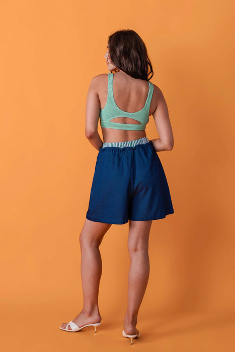 Denim Striped Shorts