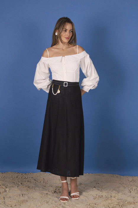 Black Linen Skirt
