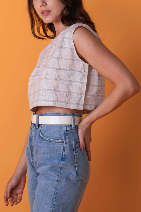 Peach Plaid Crop Top