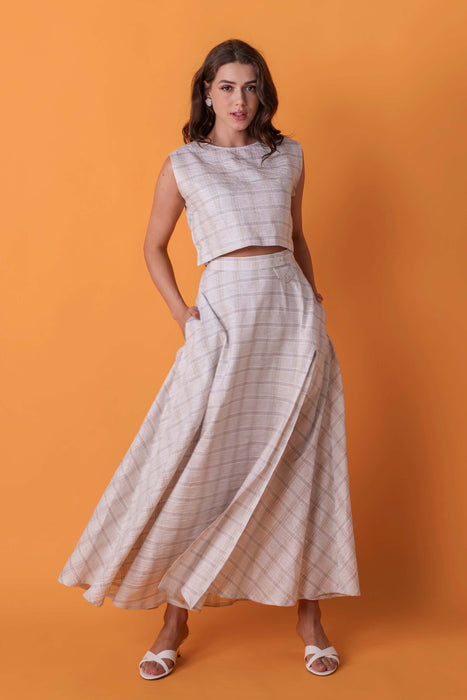 Peach Plaid Crop Top