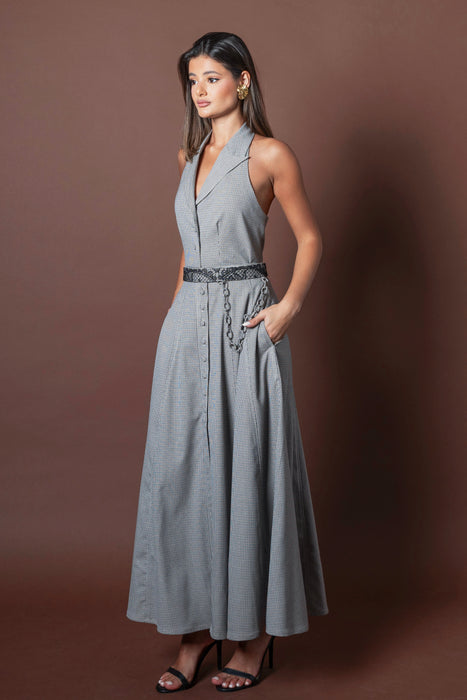 Houndstooth Skirt & Chained Belt