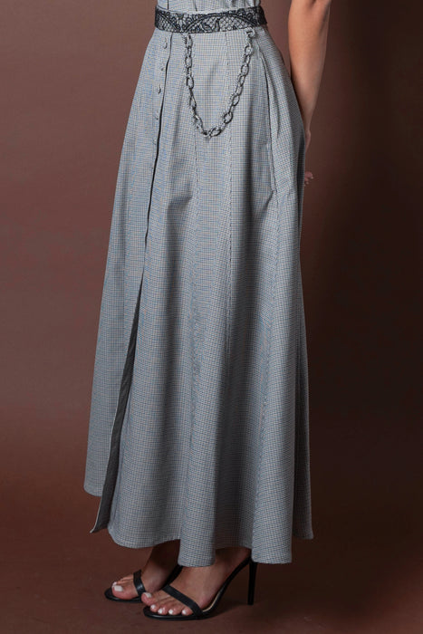 Houndstooth Skirt & Chained Belt